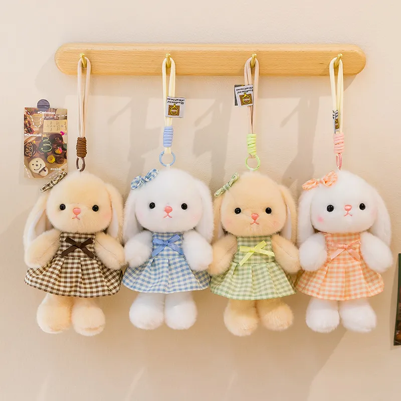 Cute Energetic Bunny Plush Keychain – Soft Stuffed Animal Desk Buddy, Rustic Backpack Charm & Birthday Gift for Girls